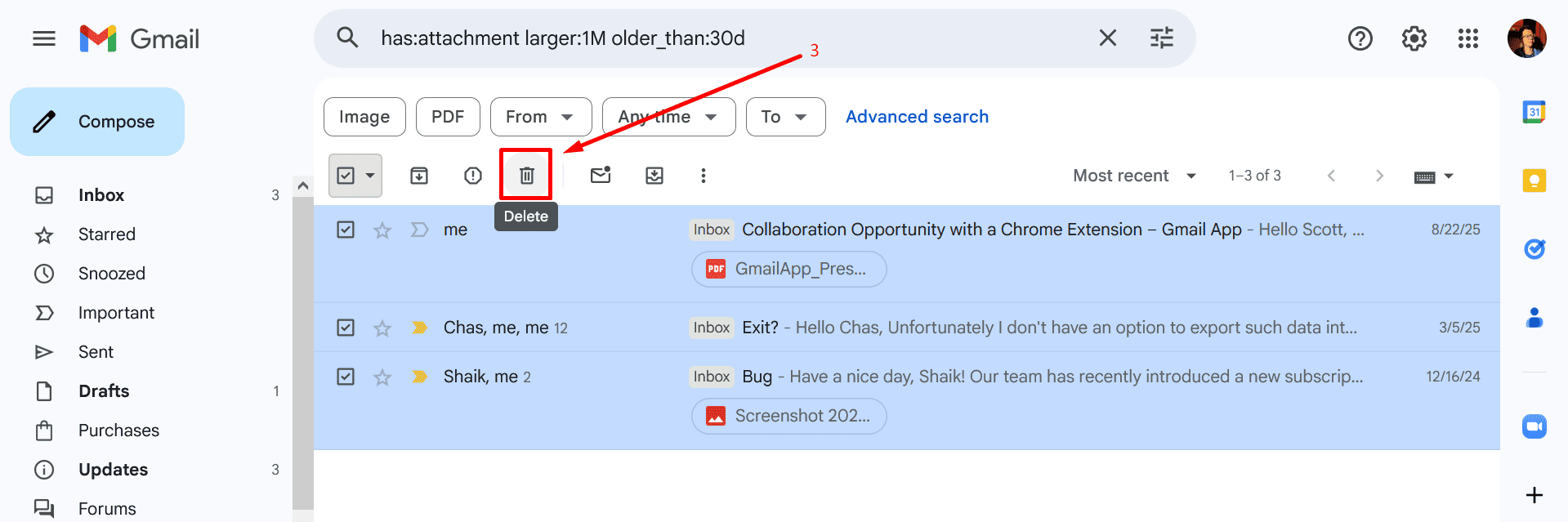 Очистка места в Gmail
