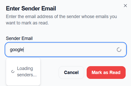 Чтение всех писем Gmail от одного отправителя