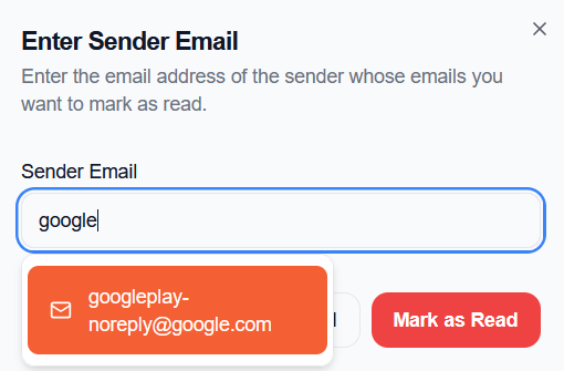 Чтение всех писем Gmail от одного отправителя