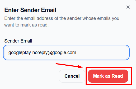 Чтение всех писем Gmail от одного отправителя